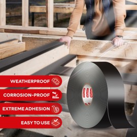 XFasten XFasten Butyl Joist Tape for Decking, 2 Inch x 50 Feet, Professional Butyl Deck Joist Tape 2 Inch Waterproof Roof Sealant Flashing Tape, Black