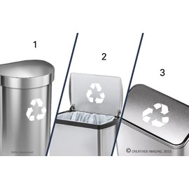 Recycle Symbol Sticker Decal (7in x 7in 2 Pack) to Organize Trash cans or Garbage containers and Walls -Countour Cut - Medium White Sticker