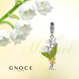 GNOCE Flower Pendant Charm 925 Sterling Silver Dangle Charm Fit Bracelet/Necklace for Women Girls Wife Daughter (Lily of the Valley)