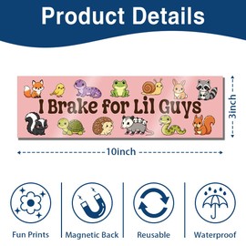 I Brake for Lil Guys Pink Woodland Critter Bumper Sticker or Magnet