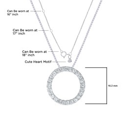 Circle Diamond Necklace For Women | 1/2 CTTW Real White Gold Plated 925 Sterling Silver Lab Made Diamond Pendant Necklace | Ideal Gift for Ladies of all Ages