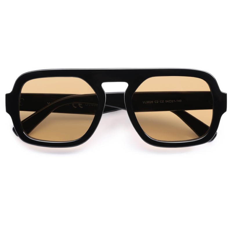 VANLINKER Retro Square Aviator Sunglasses for Women Men 70s Vintage