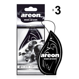 AREON Mon Auto Lufterfrischer Schwarzer Kristall Anhänger Hängend Aufhängen Spiegel Duft Autoduft Schwarz Pappe 2D Wohnung (Black Crystal Set Pack x 3)