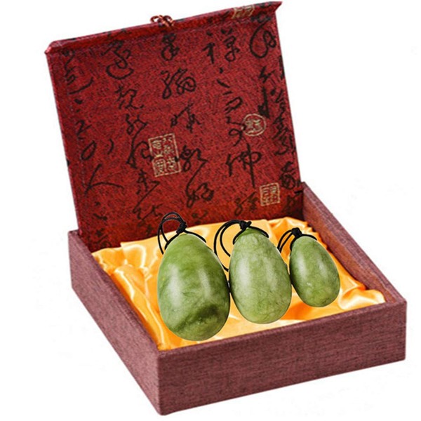 Yoni Egg Green Jade Crystal Gemstones Jade Eggs Balls for Women Cone Exercise Tightening Vaginal Muscle Health Body Massage with Gift Box