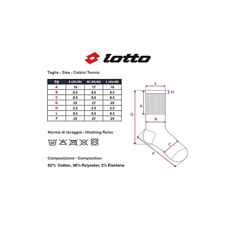 Lotto, 12 Pairs Unisex Tennis Socks Made of Breathable, Soft