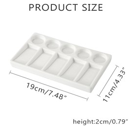 Watercolor Palette Tray 10 Wells White Rectangle Ceramic Artist Paint Palette Porcelain Watercolor Painting Palette for Watercolor Gouache Acrylic Oil Painting