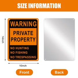 Lineshading 4 Pcs No Trespassing Signs, 10 x 14 Inches, Black, Orange