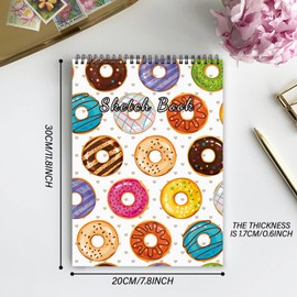 Deokke Sketchbook Top Spiral Bound Sketch Pad, 9 x 12 inch,100GSM Thick Paper,50 Sheets 100 Pages,Art Sketch Book Aesthetic Cute Drawing Writing Paper for Girls Women-Colorful Donut