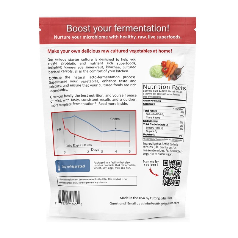 Cutting Edge Cultures Vegetable Starter Culture, 6 Pouches, 12g