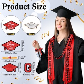 Canlierr 18 Pcs Graduation Leis and Stole and Honor Cords 2025 Braided Necklace Adjustable for Student Graduation Gifts Party Supplies(Red and Black)