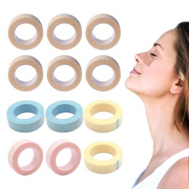 Cinsersr 12 Rolls Micropore Tape, 1.25 cm x 9 m Nose Tape, Medical Tapes, Very Suitable for Cosmetic and Medical Applications (Skin Colour + Blue + Yellow + Pink)