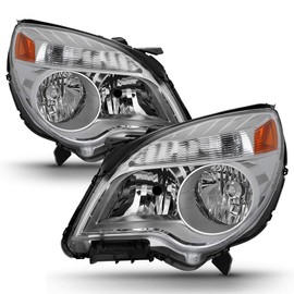 AKKON - Fits 2010-2015 Chevy Equinox LS/LT Model [Halogen Style] Chrome Headlights Driver + Passenger Side Pair
