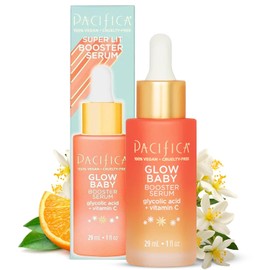 Pacifica Suero de vitamina C para la cara, suero facial iluminador Glow Baby con ácido glicólico, refuerzo de vitamina C, corrector de manchas oscuras, cuidado de la piel vegano para una piel