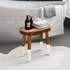 JOLLYMER Dip-Dyed Teak Stool Solid Wood Indoor Outdoor Shower/Bath/Spa Handmake