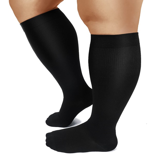 DHSO Plus Size Compression Socks for Women & Men, Wide Calf Knee High Socks for Circulation,Support,Nurses,Running,Athletic,Sports