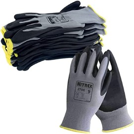 Nitrex 270E Work Gloves - General Handling Safety Gloves Abrasion Resistant with Polyester Liner and Foam Nitrile Palm Coating Enhanced Grip, Mechanical and Industrial Protection - 10 Pairs - Size 6