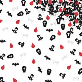 150pcs Zombie Confetti, Vampair Table Confetti, Bloody Paper Scatter, Red&Black Glitter Killer Birthday Table Scatter, Horror Movie Theme Party Decoration