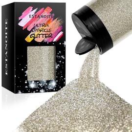 Extra Fine Glitter, 7.41Oz/210g Resin Glitter Powder, Fine Glitter for Crafts, Bulk Metallic Craft Glitter for Resin, Nail, DIY Glitter Tumbler Painting Art Craft (Soft Silver)