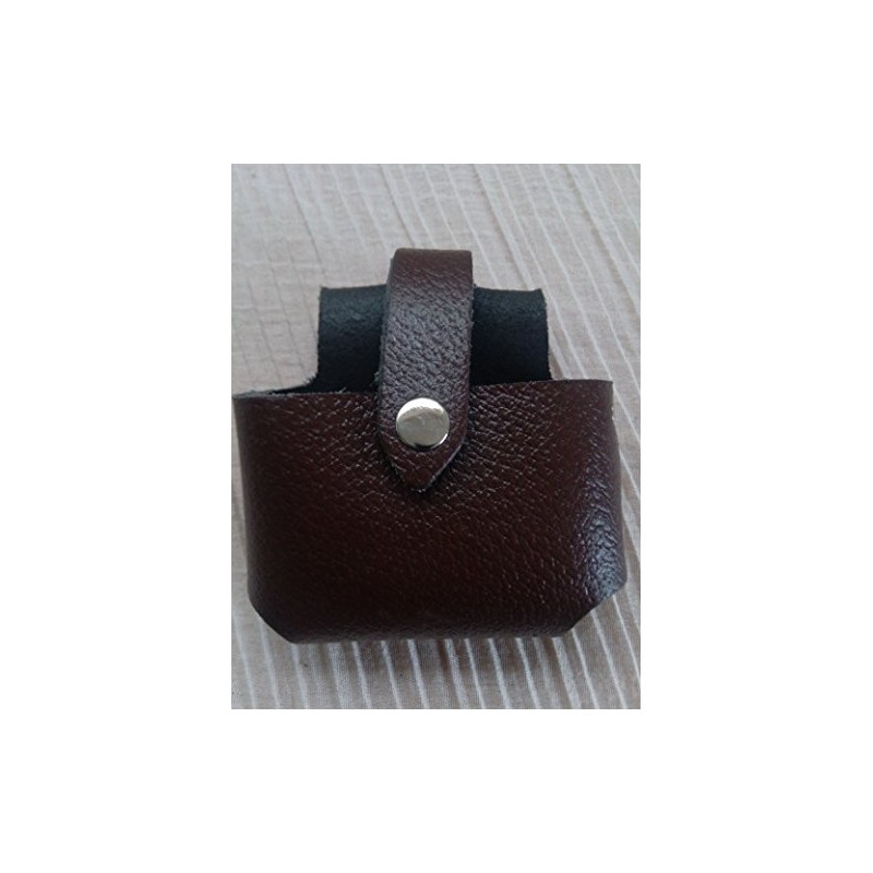 Brown Pure Leather Tape Holder Fasten Button Loop BBI for