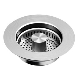 Kitchen Sink Drain Strainer, Pop-up Sink Stopper, 3-in-1 Universal Sink Strainer with Anti-Clogging Basket, Kitchen Drain Plug, Stainless Steel Filter for US Standard 3-1/2'' Drain