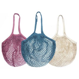 3 Pack Reusable Produce Bags Cotton Mesh Grocery Bags，Wanfoou Ecology Reusable Cotton Mesh Grocery Bags Cotton String Bags Net Shopping Bags Mesh Bags