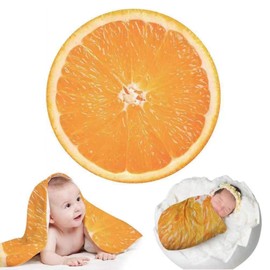 Floatdream Mandarin Blanket, Double-Sided Round Novelty Blanket, Realistic Food Pattern Creative Blanket, It Can Be Used in Bedroom, Sofa and All Seasons (150 x 150 cm), transparent, One Size
