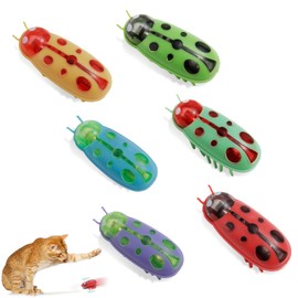 letcdfer Pack of 6 Mini Beetle, Cat Toy, Interactive Beetle, Electric Interactive Toy for Cats, Dogs, Cats, Mouse, Escape Obstacle, Automatic Inverting Pet Funny Toy