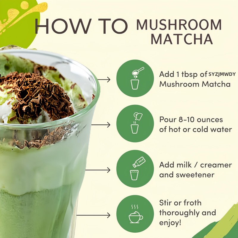 Ceremonial Grade Matcha Green Tea Premium Mushroom Matcha Powder |