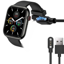 Lamshaw Compatible with Drwvgjk Smart Watch Charger, Magnetic Replacement Charger Compatible for Drwvgjk P45 Pro, P45, S37 Smart Watch (2 Pack-Black+Black, 4mm Distance pins)