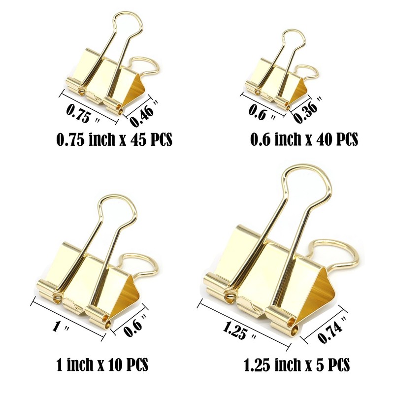 Binder Clip Paper Clamps, Assorted Sizes (Mini, Small, Medium, Large),