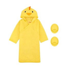 Baby Creysi Set 2 Bata de Baño y Pantunflas Bebé Unitalla Amarillo Toalla Gorro Pollito