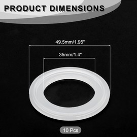 uxcell 10Pcs Silicone Sanitary Gasket 1-1/2" Tri-Clover O-Ring Sealing Gasket Ring Washer Fits OD 49.5mm Sanitary Pipe Weld Ferrule, White