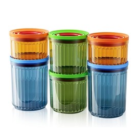 QWUE Airtight Food Storage Container Set, 6 Piece Stackable Kitchen Pantry Organizers with Lids, 0.3-0.7 Qt Containers for Cereal, Flour, Sugar