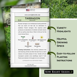 Sow Right Seeds - Russian Tarragon Seeds for Planting - Little Dragon - Non-GMO Heirloom Packet with Instructions for Planting a Beautiful Herb Garden - Rare Culinary Herbs for Home Gardening (1)