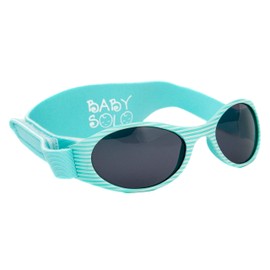 Baby Solo Original Baby Sunglasses Safe, Soft, & Adorable Durable Case Included (0-36 Month, Matte Aqua Stripe Frame w/Solid Black Lens)