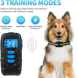 Dog Shock Collar with Remote Control, Dog Training Collar Shock Collar for Large Medium Small Dogs, Rechargeable Electric Dog Training Collar with 3 Safe Training Modes Beep Vibration Shock Blue
