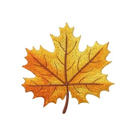 Fall Leaf, Orange and Yellow, Autumn, Maple Tree, Embroidered, Iron on Patch (1)