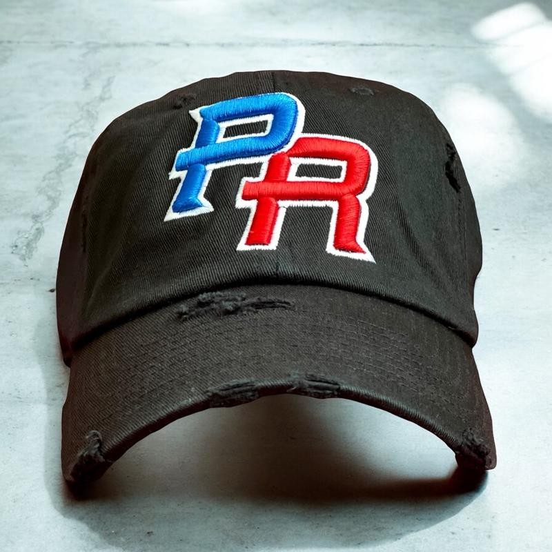Puerto Rico Distressed Dad Hats Metal Buckle:_Light Denim Heart