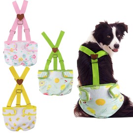 3 Pack Washable Female Dog Diaper with Suspender,Reusable Fixed Doggie Diapers Super Absorbent Leakproof for Small Medium Large Dog in Heat Cycle-XL