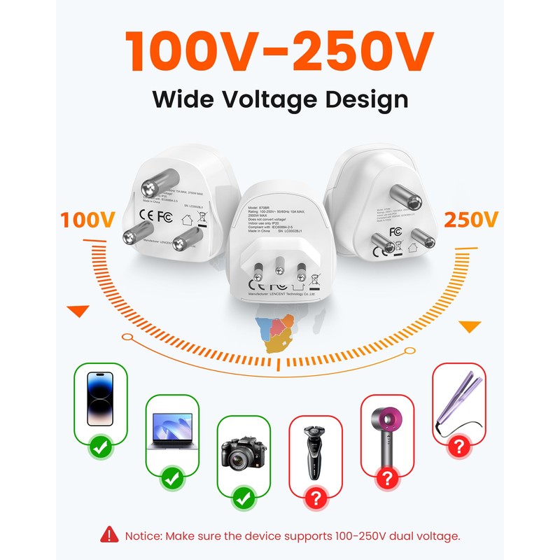 LENCENT Type D M and N Travel Adapter Plug Adapter