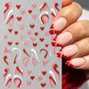 6 Sheets Heart Love Nail Art Stickers Glitter Shiny Love