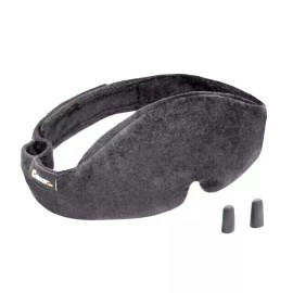 Cabeau Midnight Magic Adjustable Sleep Mask Black Travel Comfort with Earplugs