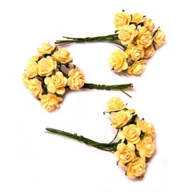 Tumdee Miniatures Dolls House Miniature Set of 3 Bunches of 10 Yellow Paper Roses Garden Accessory D