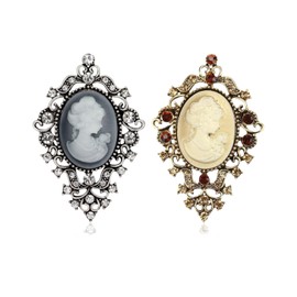 ZAMXHUG 2 Pieces Cameo Brooch, Cameo Brooch, Vintage Cardigan Clips, Vintage Antique Cameo Women's Brooch Pin for Coat, Jacket, Dress, Scarf, Decoration, Accessories
