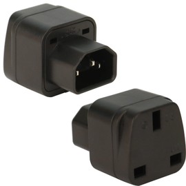 MejaRizon C14 to UK Outlet Socket, 2 Pack, IEC 60320 Plug, IEC 320 C14 Male to UK, UK Adapter Plug, C13 Socket Conversion Adapter, Black