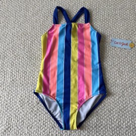 Cat  & Jack  One-Piece Swimsuit Girls  M 7/8  UPF  50 Kids New