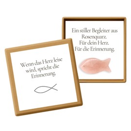 Milaboo® Keepsake Box with Rose Quartz Fish - Sympathy Gift in Kraft Paper Box - Comfort Dispenser & Loving Keepsake for Mourning, Farewell & Silent Companion (Fish Rose Quartz)