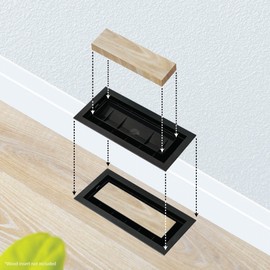 Inte-Grates Flush Floor Vent 4x12 Inch Drop-in Floor Register, Sliding Damper for Airflow Control, Easy DIY Installation, Black