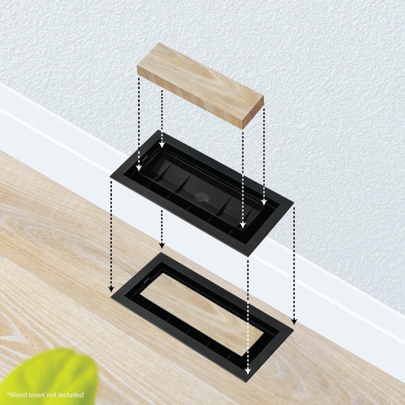 Inte-Grates Flush Floor Vent 4x12 Inch Drop-in Floor Register, Sliding