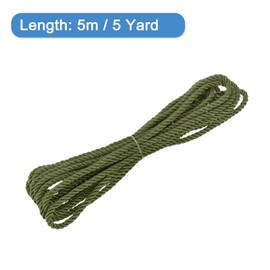 sourcing map Twisted Cord Trim, 5 Yard 5mm 3-Ply Twine Braided Rope Shiny Thread String for Craft Gift Bag Curtain Christmas Decor, Olive Green - 5m